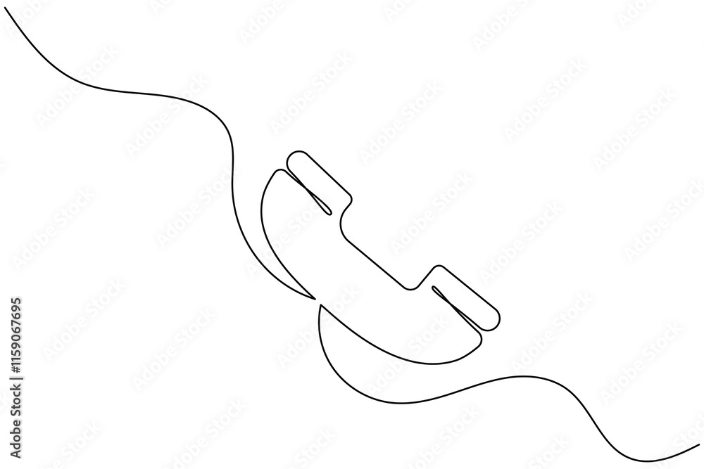 Obraz premium Continuous line drawing of phone icon one line art and call icon isolated outline flat vector illustration