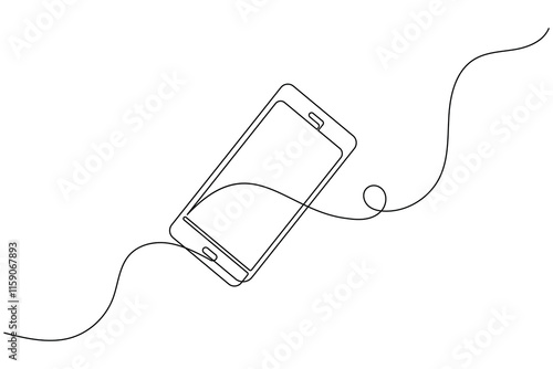 Continuous line drawing of phone icon one line art and call icon isolated outline flat vector illustration