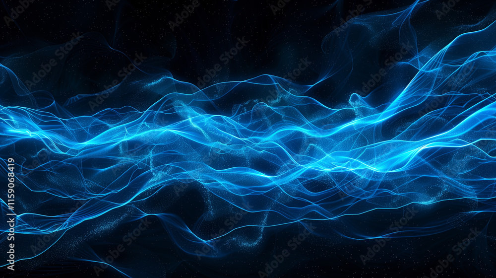 Fototapeta premium Abstract Blue Energy Wave on Dark Background 