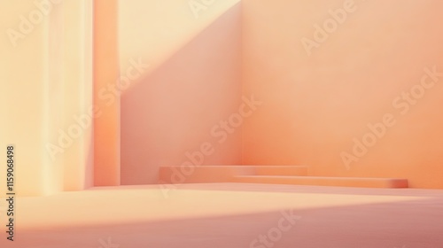 Soft pastel hues create serene atmosphere in minimalist space, e