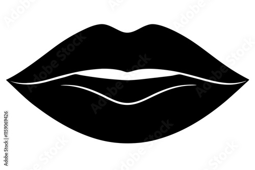 A flat silhouette of puckered lips vector silhouette