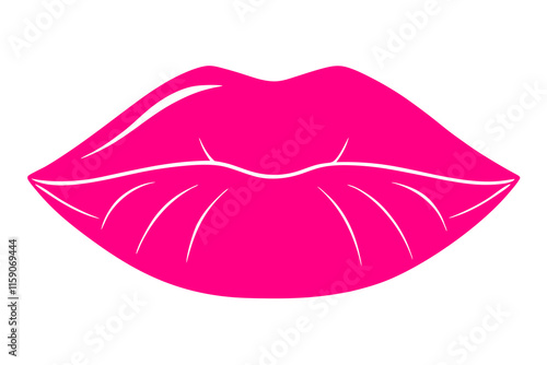 A flat silhouette of puckered lips vector silhouette illustration on white background