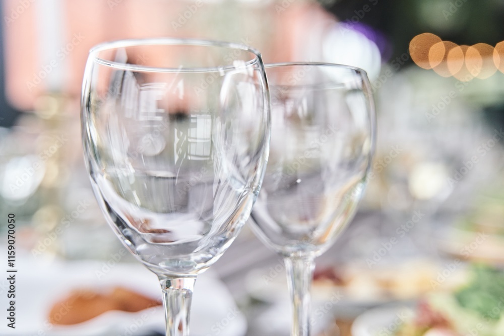 Table set for an event party or wedding reception. Banquet table design Table set for an event party or wedding reception. Banquet table design