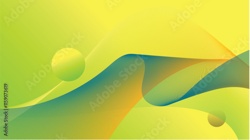 Wavey Abstract Illustration Illusion Background with Stabilo green colour and yellow and bit dark blue