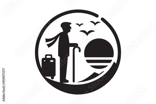 Silhouette Icon Representing Retirement Lifestyle, Vector Illustration