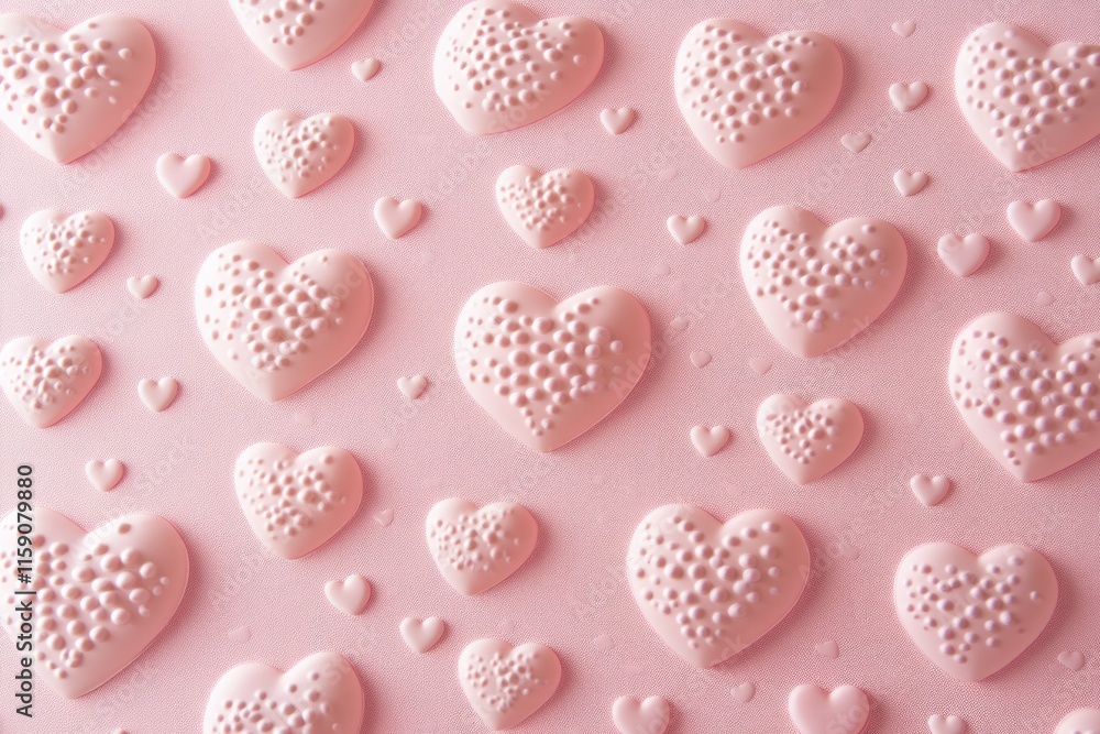 Textured Pink Hearts Pattern on Soft Background Textured Pink Hearts Pattern on Soft Background