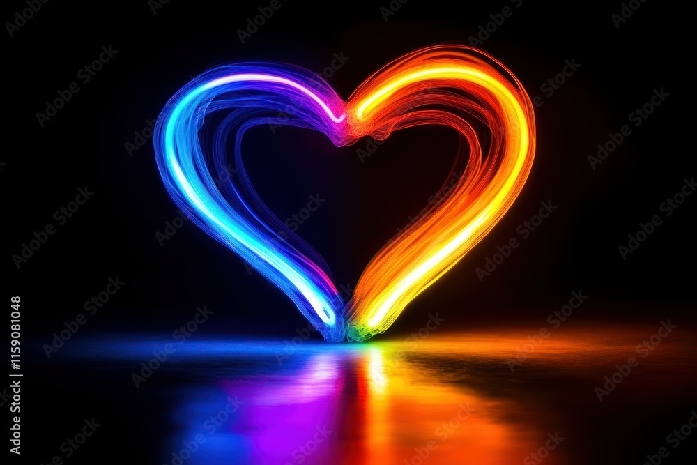 Colorful Heart Shape with Neon Light Trails Colorful Heart Shape with Neon Light Trails