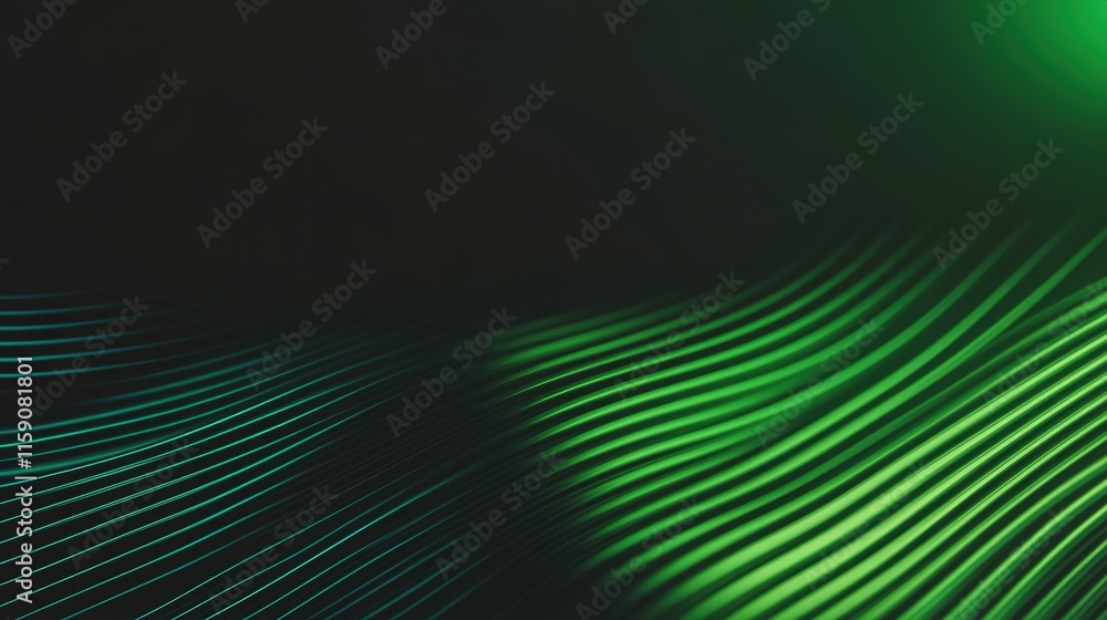 Flowing green lines create mesmerizing wave effect against dark Flowing green lines create mesmerizing wave effect against dark