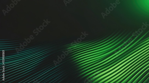 Flowing green lines create mesmerizing wave effect against dark