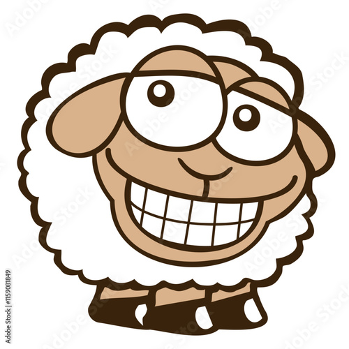 Sheep Grin Looks Stupid Cheeky Smile Happy Funny Design Lover Art Vector Illustration Card T-Shirt Poster Sticker Graphic Print Decorative Drawing Isolated Logo Decoration Symbol Creative Cool Style
