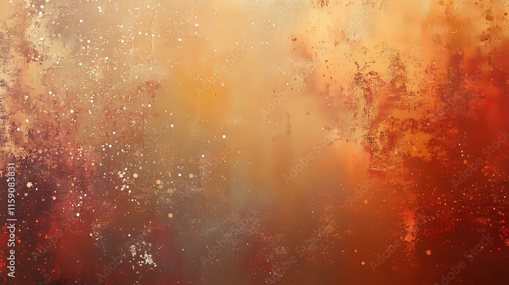 Fototapeta premium Abstract background in warm sienna tones with textured gradients and glowing sparkles creating a rustic charm