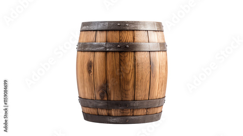 a wooden barrel with metal rings photo