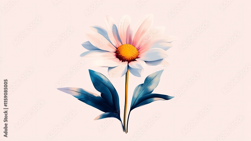 Naklejka premium Softly Painted Daisy Flower Illustration: Close-Up View, Dreamy Style. AI Generated