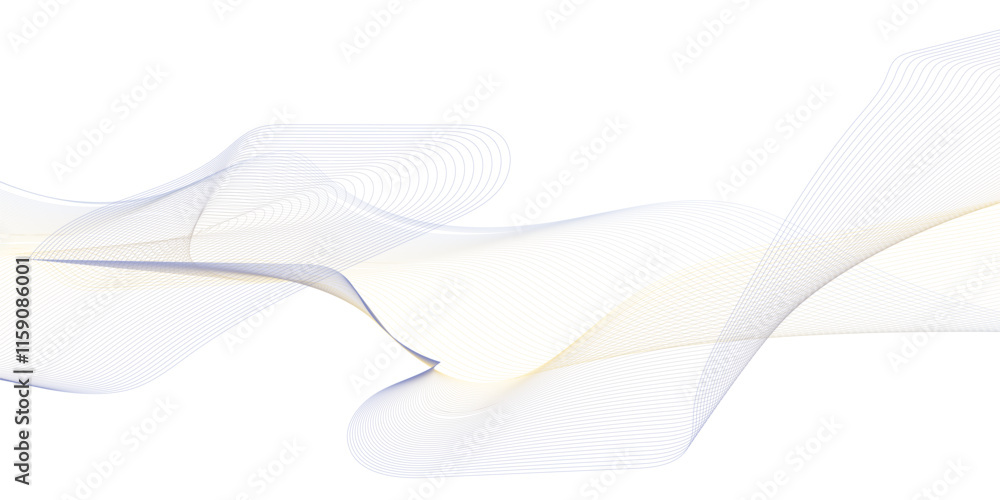 Vector illustration of wavy lines. Wave with lines created using blend tool. Curved wavy line, smooth stripe. Abstract wave element for design. Vector illustration of wavy lines. Wave with lines created using blend tool. Curved wavy line, smooth stripe. Abstract wave element for design.