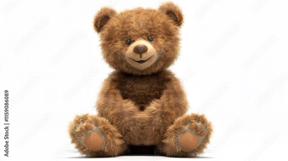 Fototapeta premium Cute and Cuddly Brown Teddy Bear Sitting on Soft Background