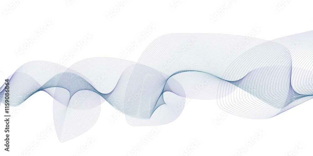 Wave with lines created using blend tool. Curved wavy line, smooth stripe. Vector illustration of wavy lines. Wave with lines created using blend tool. Curved wavy line, smooth stripe. Vector illustration of wavy lines.