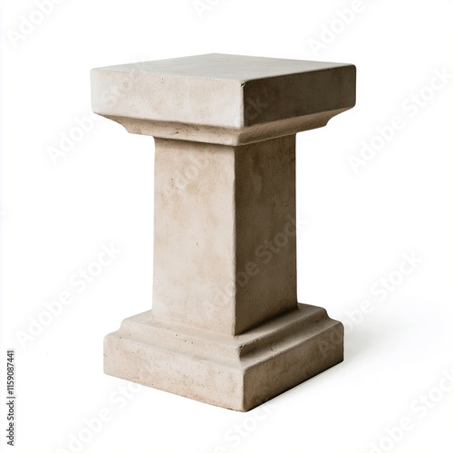 Empty stone plinth standing on white background