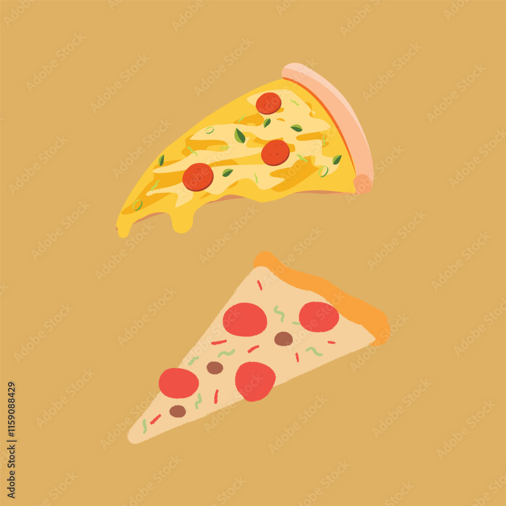 Colorful hand drawn slice of pizza Colorful hand drawn slice of pizza