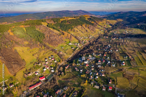 Kamionka Wielka z lotu ptaka. photo