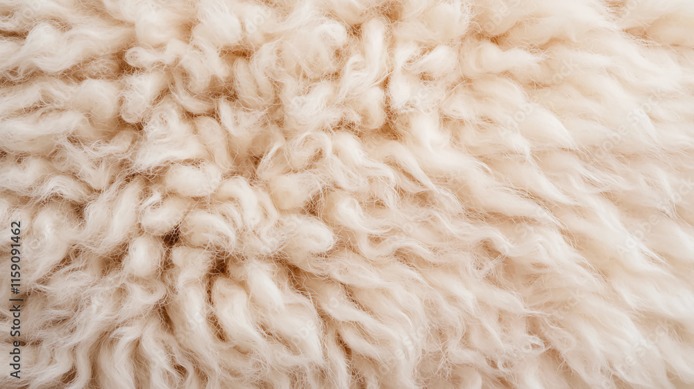 Beige wool fleece texture. Soft curly sheep wool. Close-up fabric details for textile design. Beige wool fleece texture. Soft curly sheep wool. Close-up fabric details for textile design.