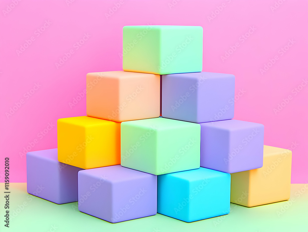 Pastel Cube 3D Illustration Pastel Cube 3D Illustration