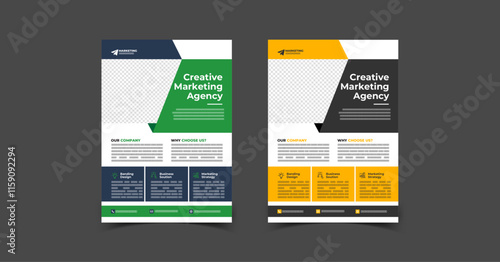 Set of Corporate flyer template included 2 color design options. It can be use for any business as well as personal or freelance business also.