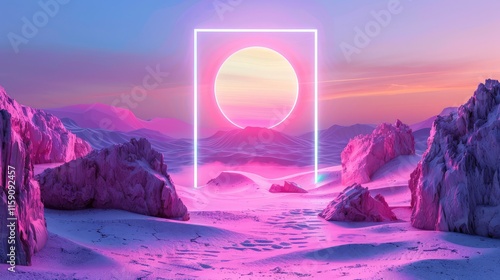 A charming sand frame design with a vintage-inspired, retro-style construction and a colorful, neon decoration