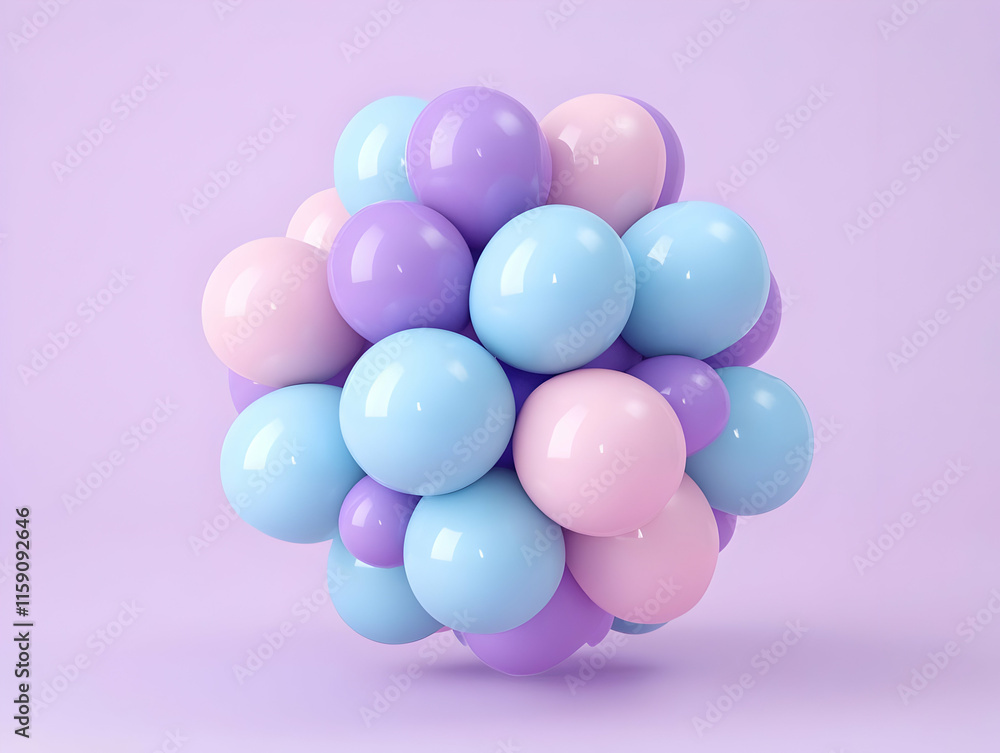 Pastel Balloon Cluster 3D Render Pastel Balloon Cluster 3D Render