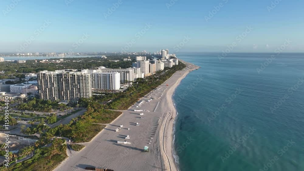 Aerial View of Miami Beach at Sunrise, Florida Coastline Aerial View of Miami Beach at Sunrise, Florida Coastline