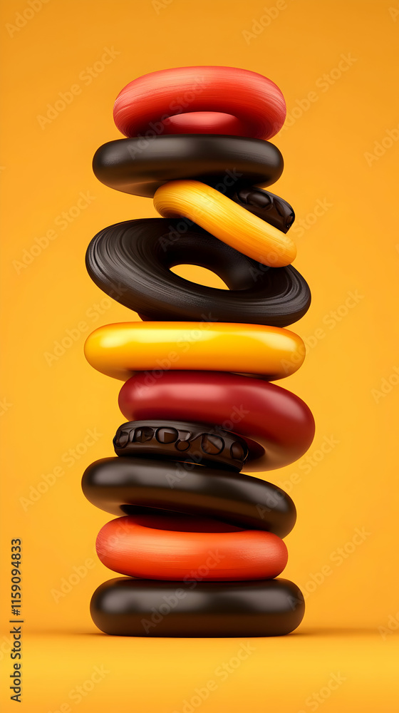 Abstract 3D Render Orange Background Rings