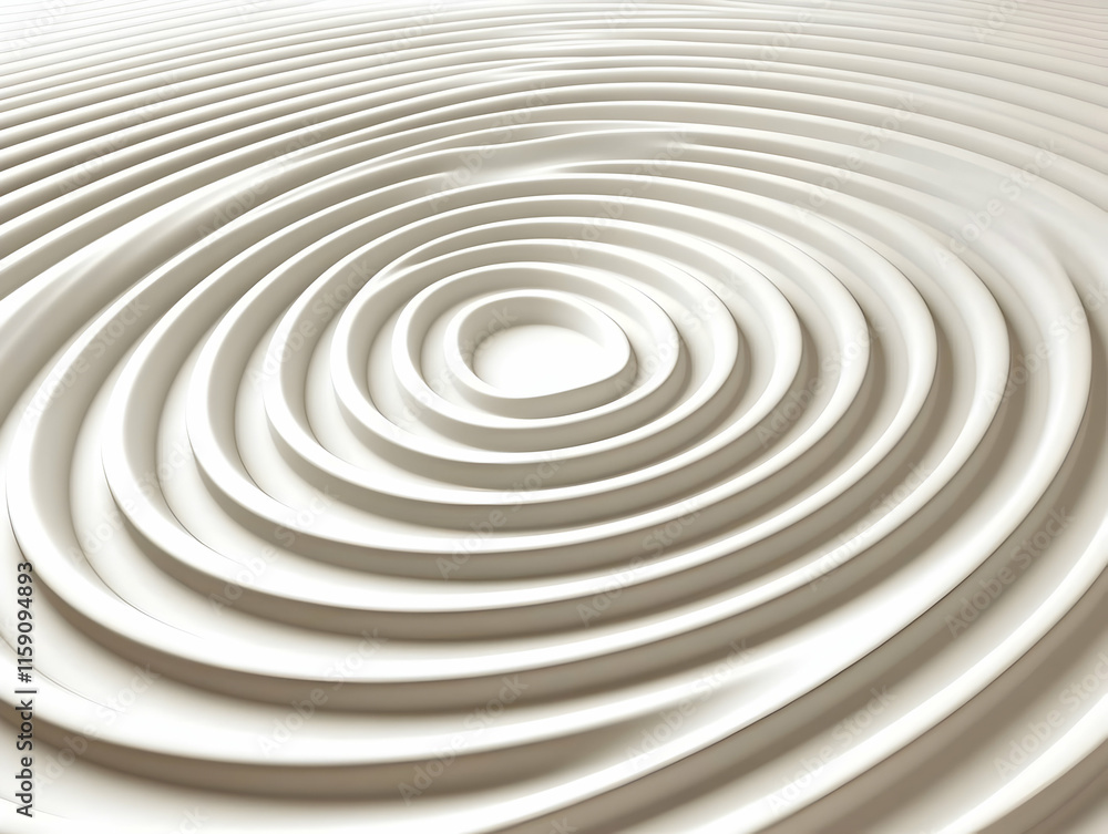 Abstract 3D White Concentric Circles Background