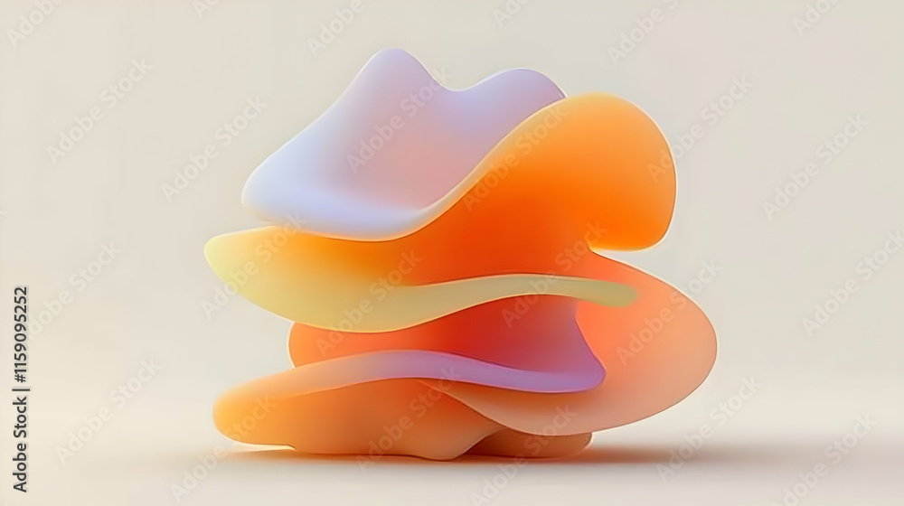 Abstract 3D Render Orange Pastel Forms Abstract 3D Render Orange Pastel Forms