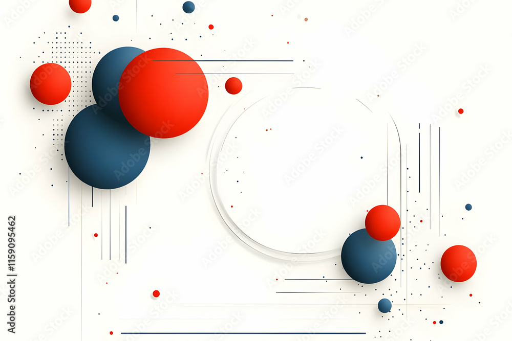 Abstract Background with Red and Blue Spheres