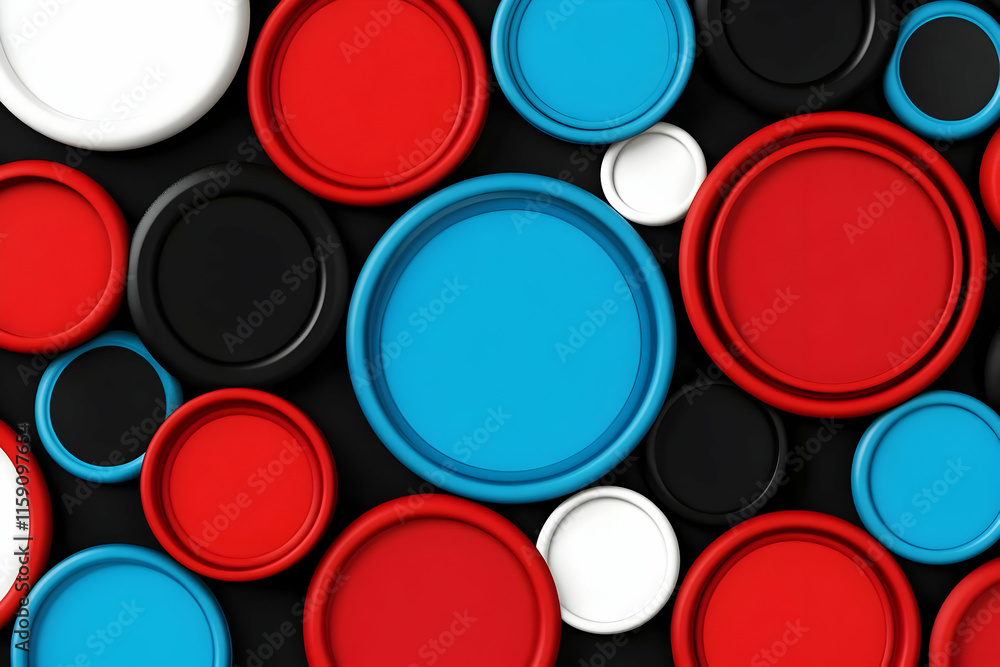 Abstract 3D Background Red, Blue, Black, White Circles Abstract 3D Background Red, Blue, Black, White Circles