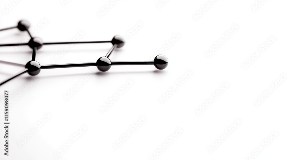 A close-up image of a molecular structure with black rods and spheres against a white background, emphasizing scientific and abstract themes. A close-up image of a molecular structure with black rods and spheres against a white background, emphasizing scientific and abstract themes.