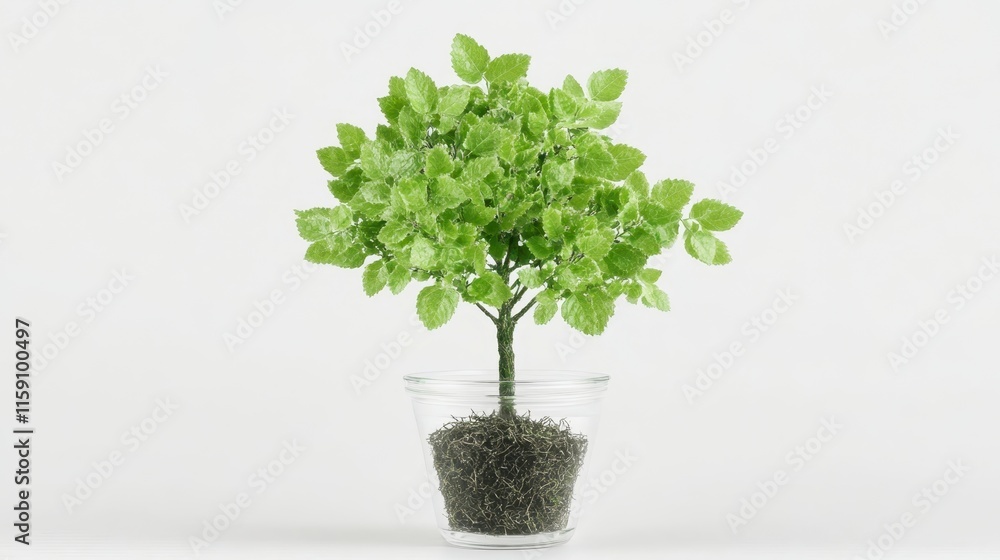 A small, lush green plant in a clear pot, symbolizing growth and nature indoors. A small, lush green plant in a clear pot, symbolizing growth and nature indoors.