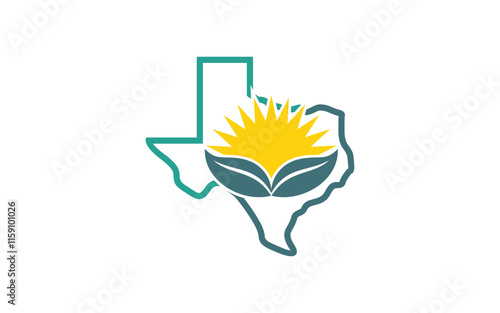 Leaf and sun with texas logo design photo