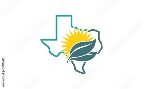 Leaf and sun with texas logo design photo