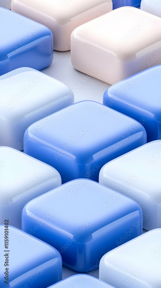 Abstract 3D Blue and White Cubes Background Abstract 3D Blue and White Cubes Background