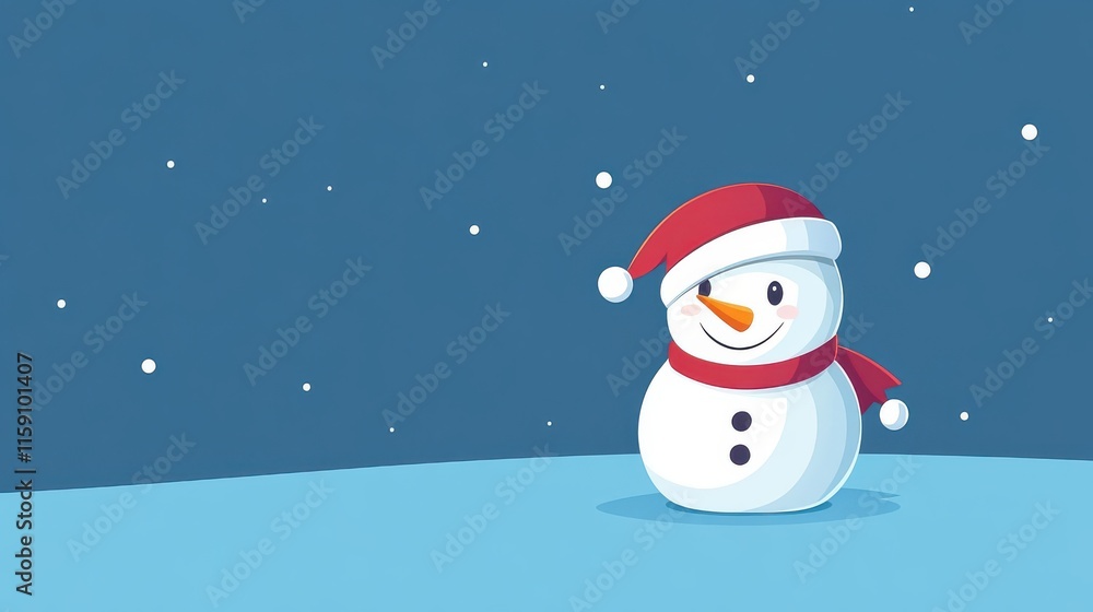 Cheerful Snowman in a Winter Scene Cheerful Snowman in a Winter Scene