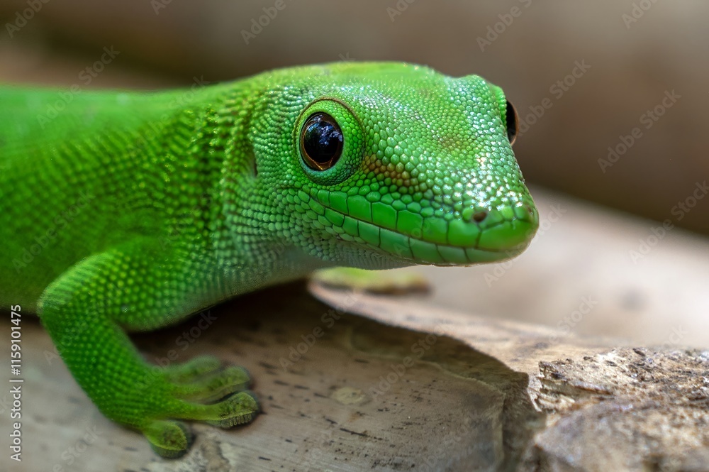 Fototapeta premium Madagascar day gecko- Phelsuma madagascariensis Madagascar Wildlife animal