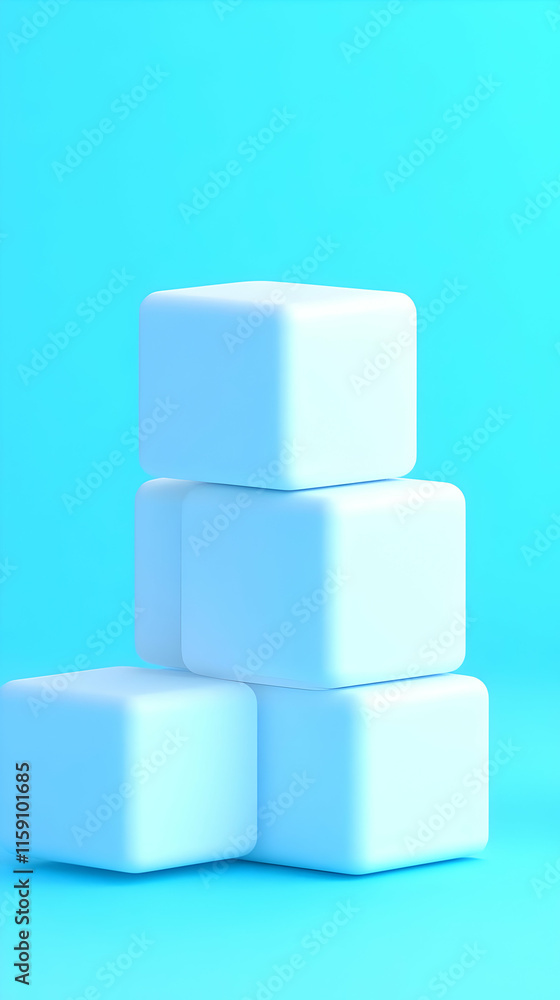 Abstract 3D Cube Stack Light Blue Background Abstract 3D Cube Stack Light Blue Background