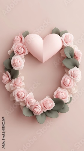 Wallpaper Mural Romantic Vertical Valentine s Day Sale Banner with Floral Wreath Heart Design Torontodigital.ca