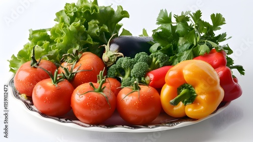 Fresh Variety of Vegetables on a Plate with Vibrant Colors