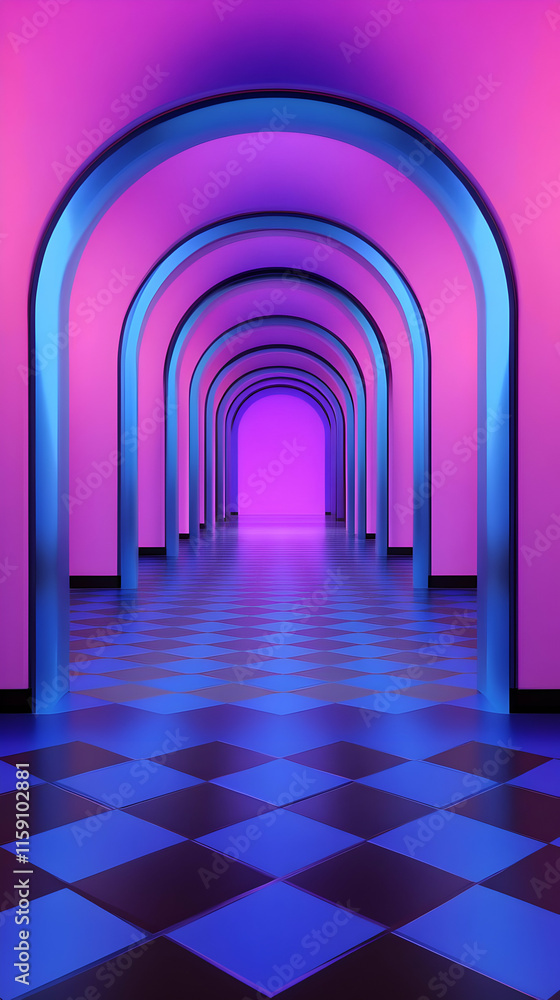 Obraz premium Neon Archway 3D Background