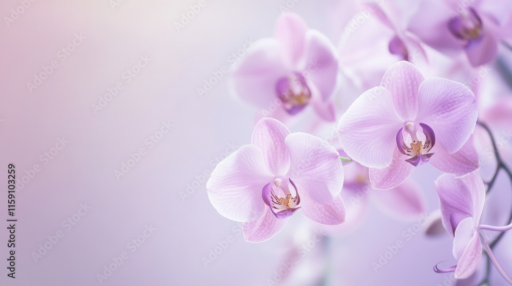 A delicate lavender orchid against a soft lavender backdrop, close-up shot, Minimalist style A delicate lavender orchid against a soft lavender backdrop, close-up shot, Minimalist style