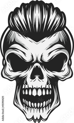 Skull with retro hair