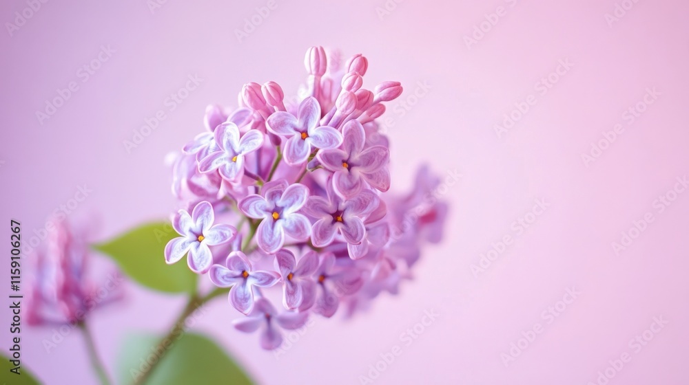 A delicate purple lilac against a soft lavender background, close-up shot, Minimalist style A delicate purple lilac against a soft lavender background, close-up shot, Minimalist style