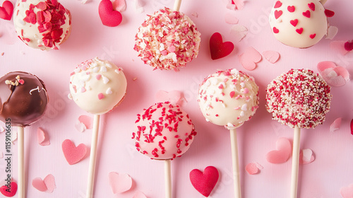 Valentine’s Cake Pops with Heart Decorations