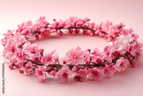Pink Blossom Wreath Spring Floral Circle Arrangement